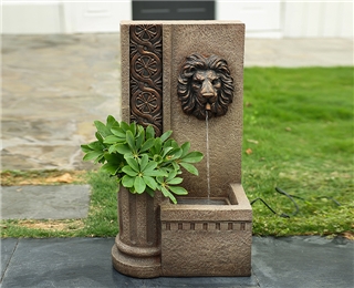 Classical lion head out of water fountain