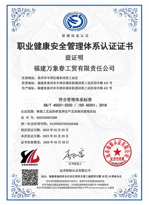 职业健康管理体系认证证书-中文